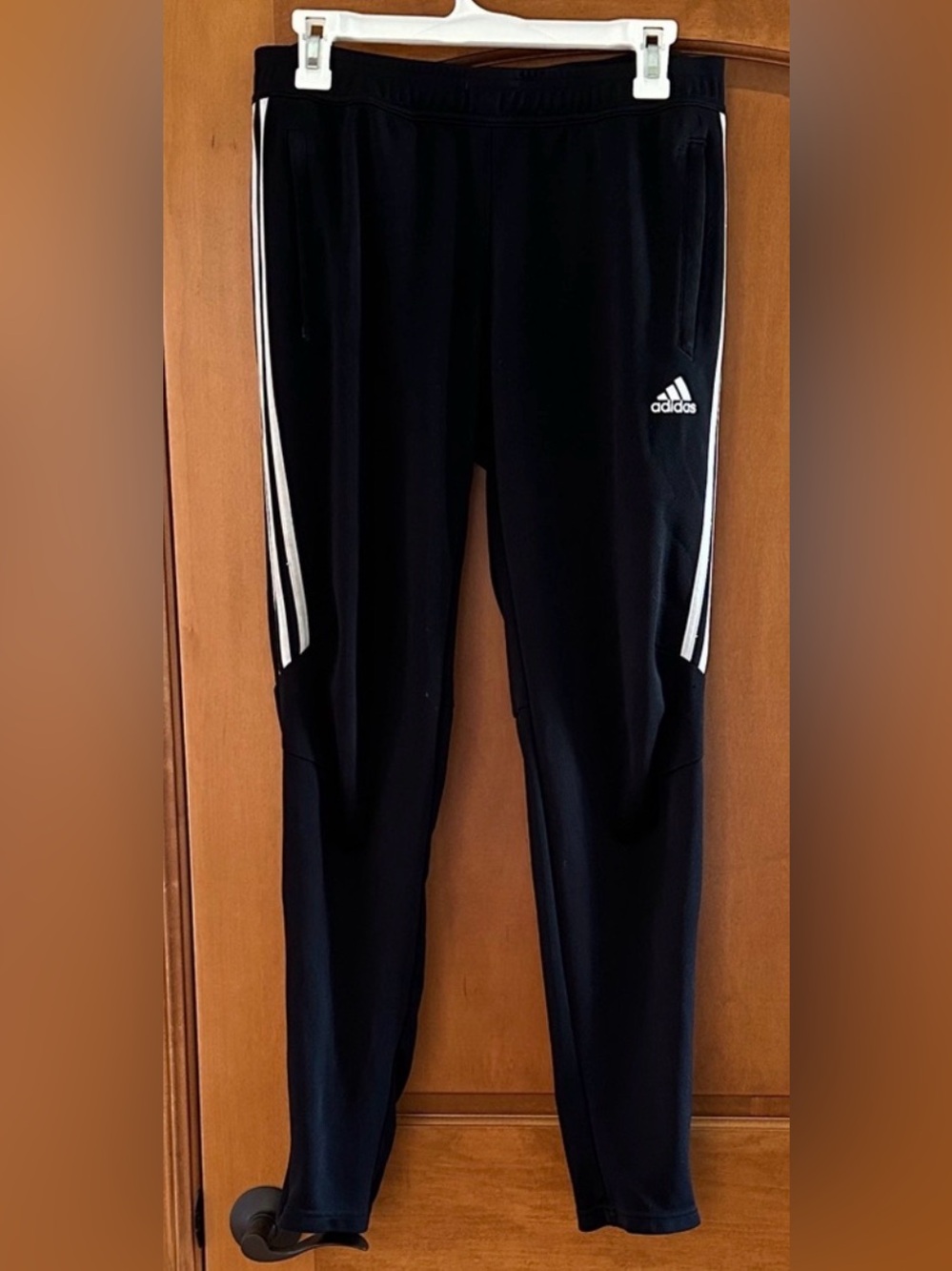 Adidas Climacool Black Track Pants Men's Size Large White 3-Stripes Ankle Zip